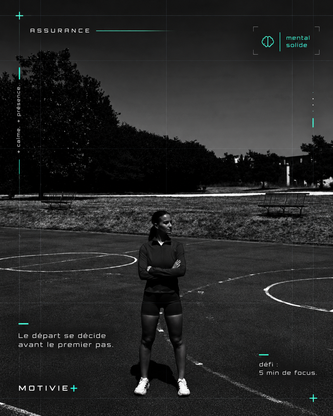 Une sportive sur une piste, visuel MotiVie+ Assurance